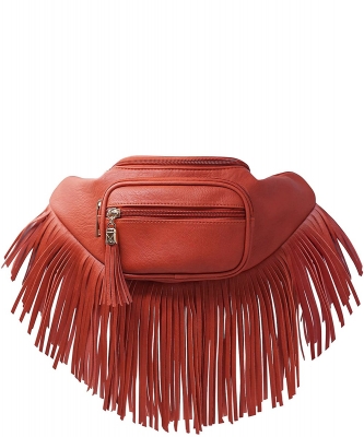 Fashion Fringe Tassel Fanny Pack Waist Bag KL088 BURNT ORANGE
